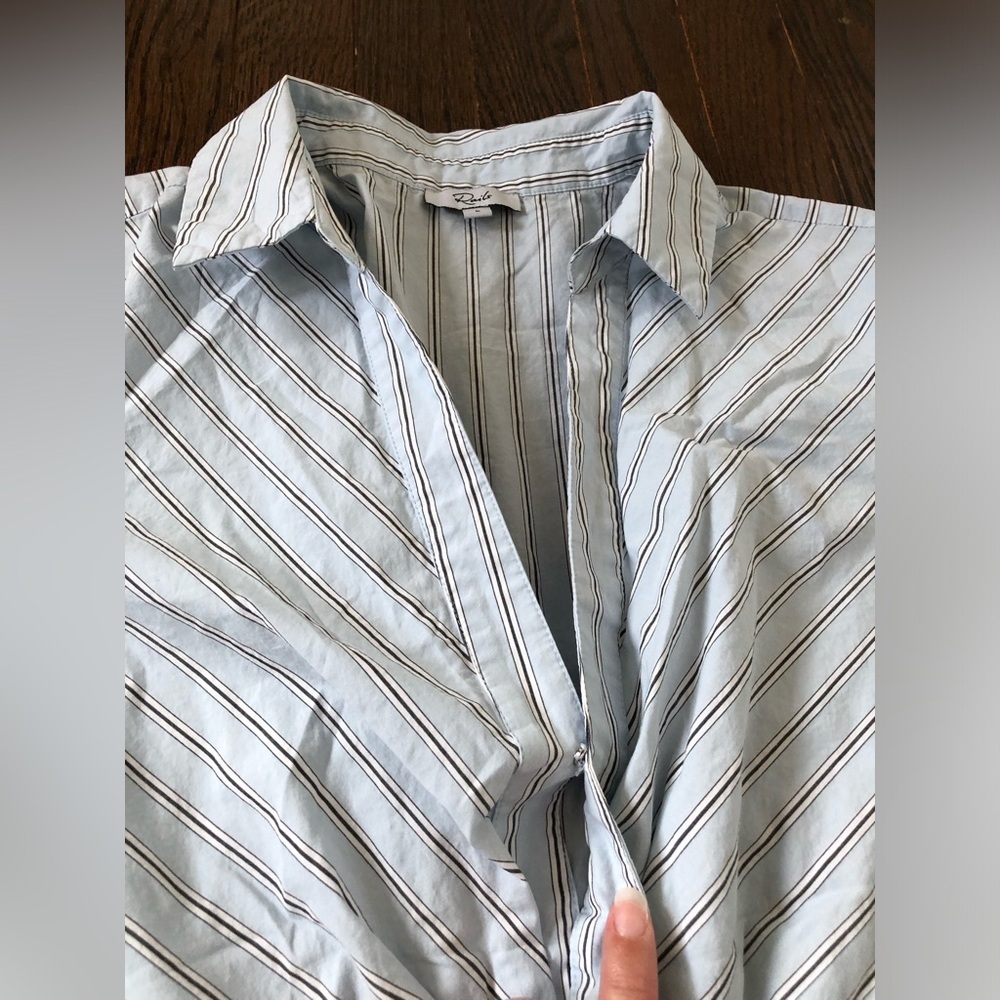 RAILS Women’s L Blue/White Stripe Irie V-Neck Midi Shirt Dress in Hampton Stripe - Picture 7 of 16